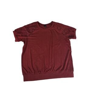 Torrid Burnt Orange Top Eyelet Lace Size 0/12 Elastic Waist